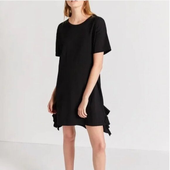 Current/Elliott Dresses & Skirts - NWT Current/Elliott Side Slit Ruffle T Shirt Oversized Black Dress Size 0
